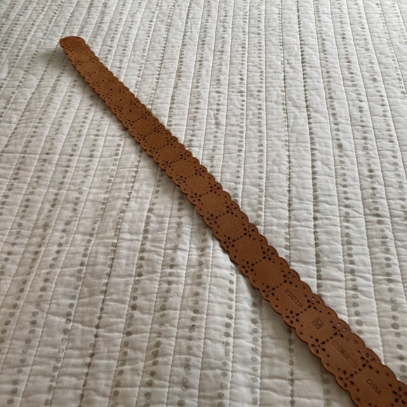 Fossil Tan Brown Leather Brogue Belt Coastal Cowgirl Western Boho Chic Sz M - Picture 6 of 11